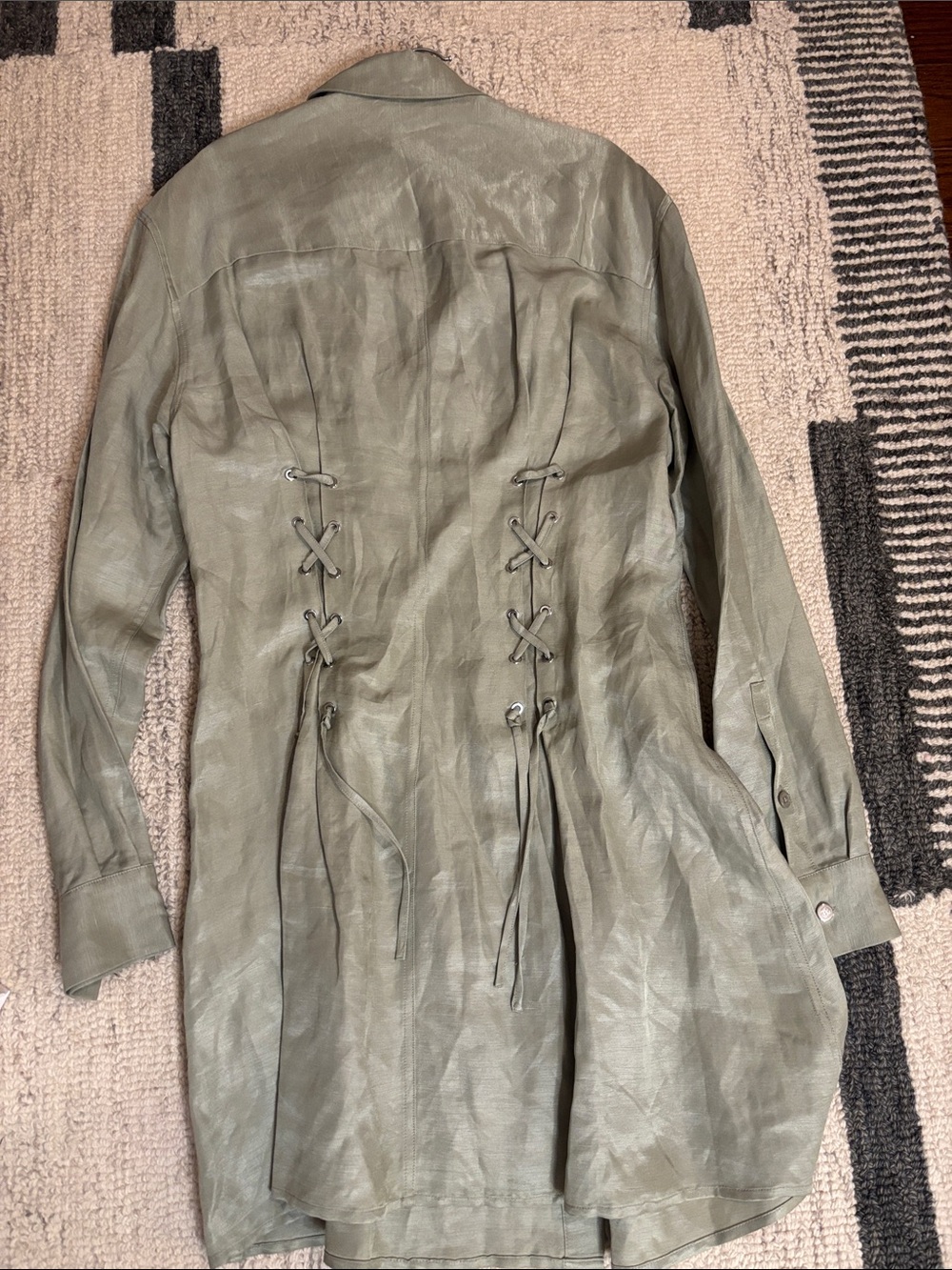 The Kooples Olive Green Lace-Up Mini Dress - Picture 2 of 9